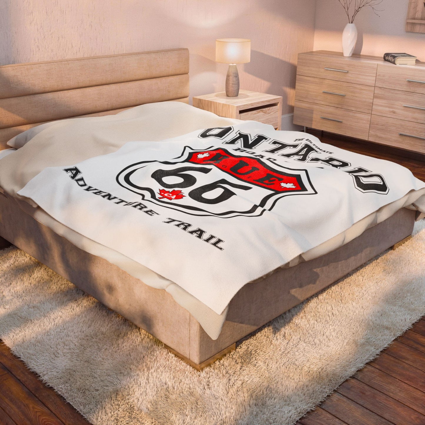 Ontario Rue 66 Blanket - Velveteen Plush Blanket — "happycampercrew.com other" Mountain Camper Throw Rue66.ca