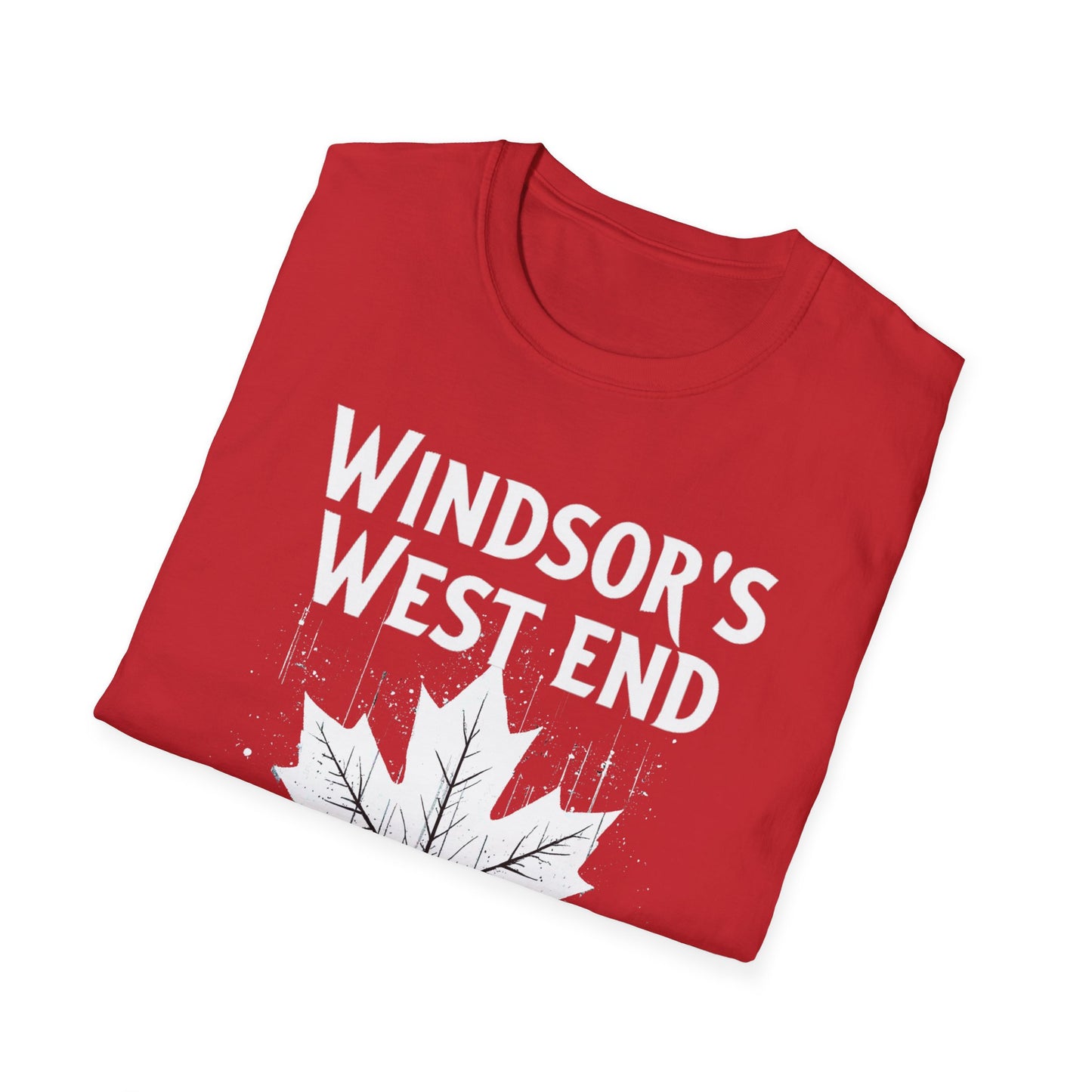 WINDSOR WEST, We Support Our Own 2, Hardcore Local White Leaf T-Shirt, Softstyle Graphic Tee, Unisex Casual Wear, Support Local Merch, Gift for Community Lovers Finkz Windsor
