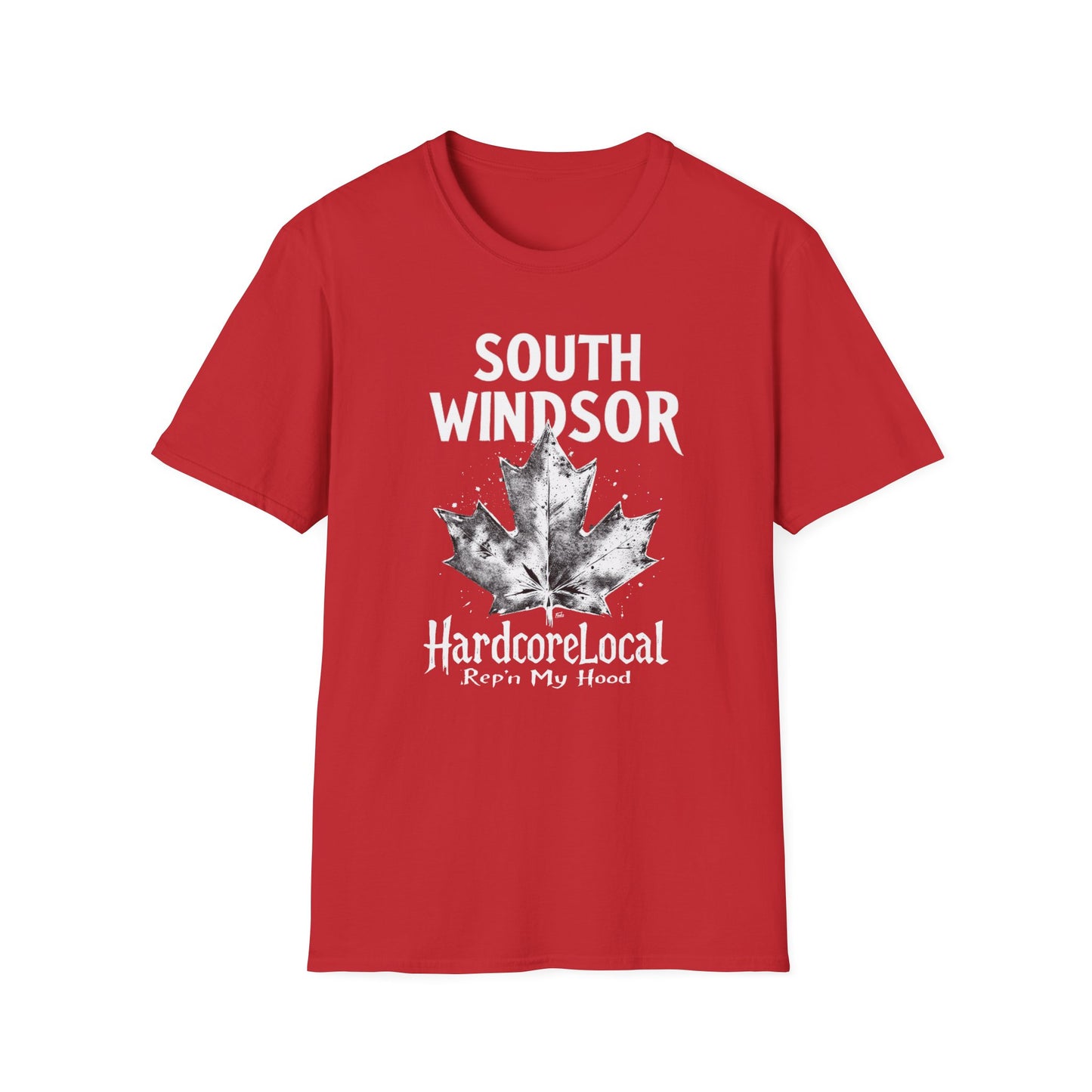 SOUTH WINDSOR, Rep'n My Hood, Hardcore Local Cool Leaf T-Shirt, Softstyle Graphic Tee, Unisex Casual Wear, Support Local Merch, Gift for Community Lovers, Finkz WINDSOR
