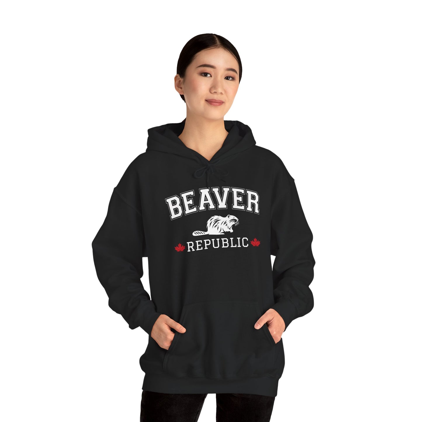 Beaver Republic Black, Hooded Sweatshirt Unisex Heavy Blend™ Pullover, Casual Hoodie for Every Day, Gift for Friends, Support'n Locals -Local Pride Apparel Support Your Community