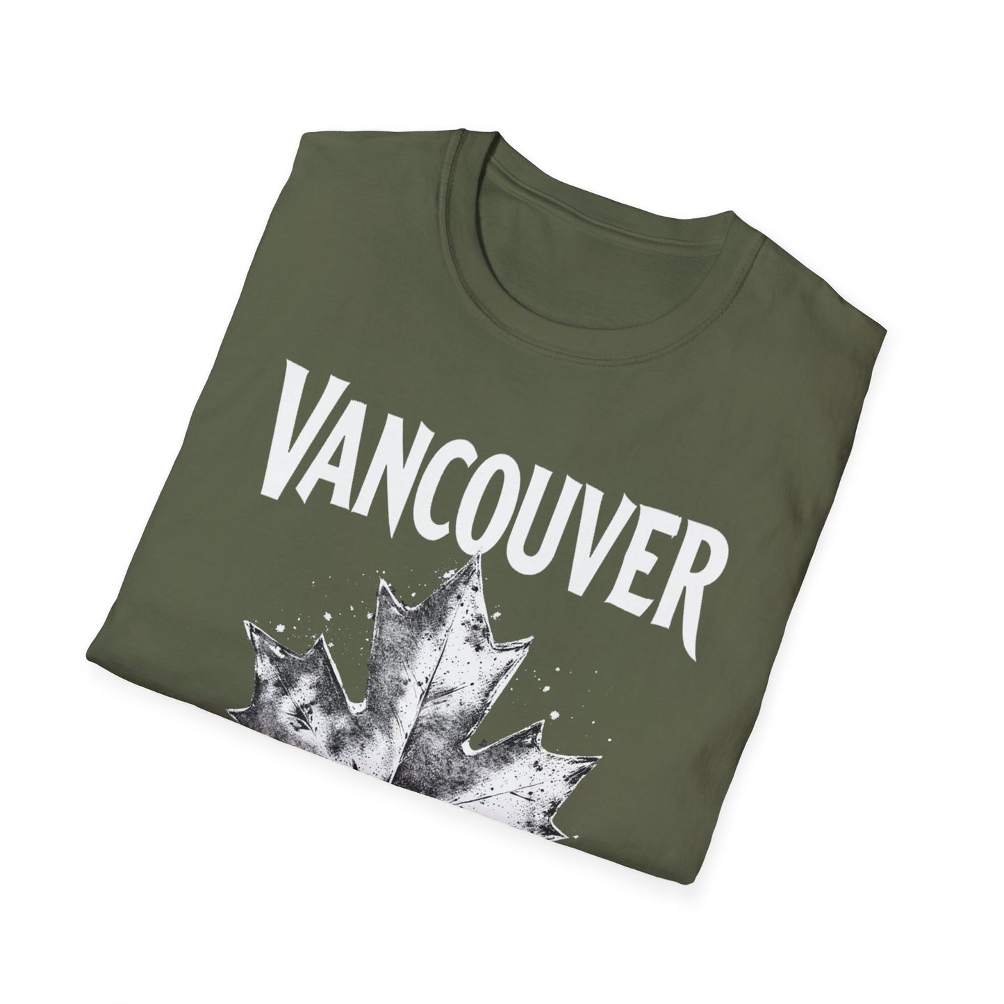 Vancouver Hardcore Rep'n White Leaf T-Shirt, c013-n00-s007 Softstyle Graphic Tee, Unisex Casual Wear, Support'n Locals Merch, Gift for Community Lovers.