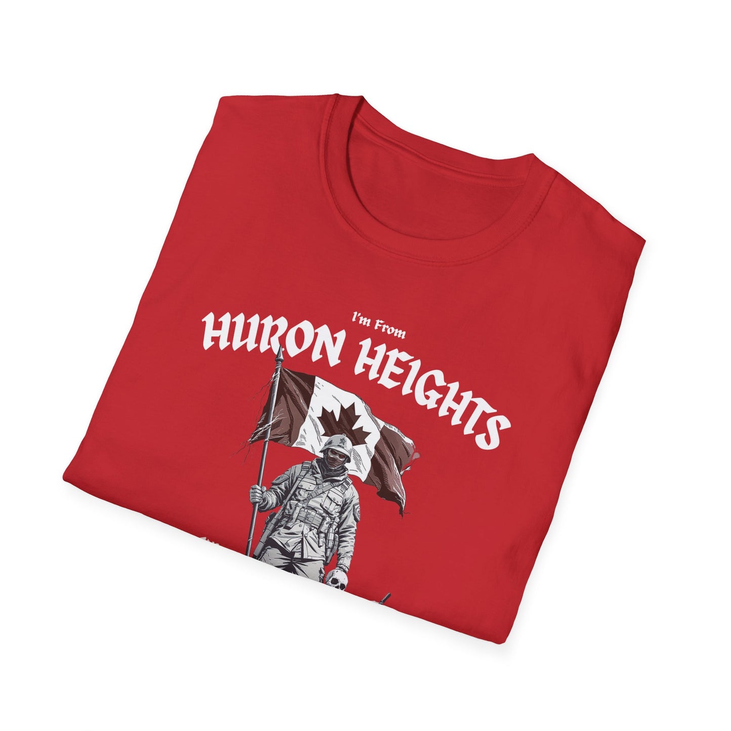 Huron Heights Underestimate Guy T-Shirt, c02-n06-s002 Softstyle Graphic Tee, Unisex Casual Wear, Support'n Locals Merch, Gift for Community Lovers.