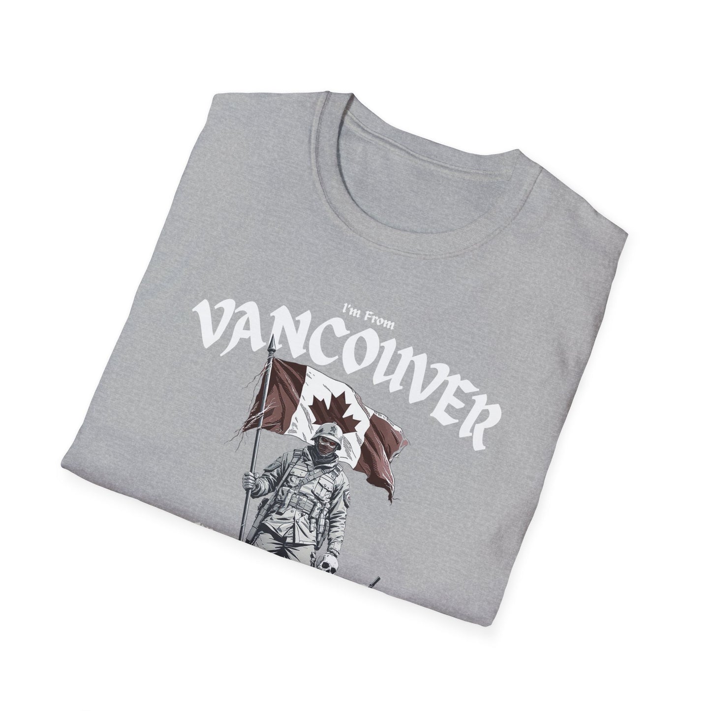 Vancouver Underestimate Guy T-Shirt, c13-n00-s002 Softstyle Graphic Tee, Unisex Casual Wear, Support'n Locals Merch, Gift for Community Lovers.