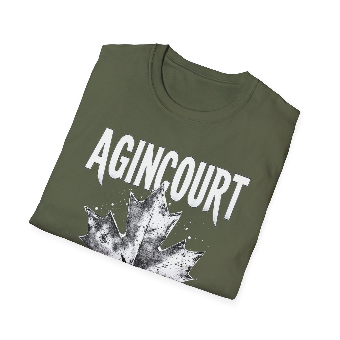 Agincourt Hardcore Rep'n White Leaf T-Shirt, c06-n01-s007 Softstyle Graphic Tee, Unisex Casual Wear, Support'n Locals Merch, Gift for Community Lovers.