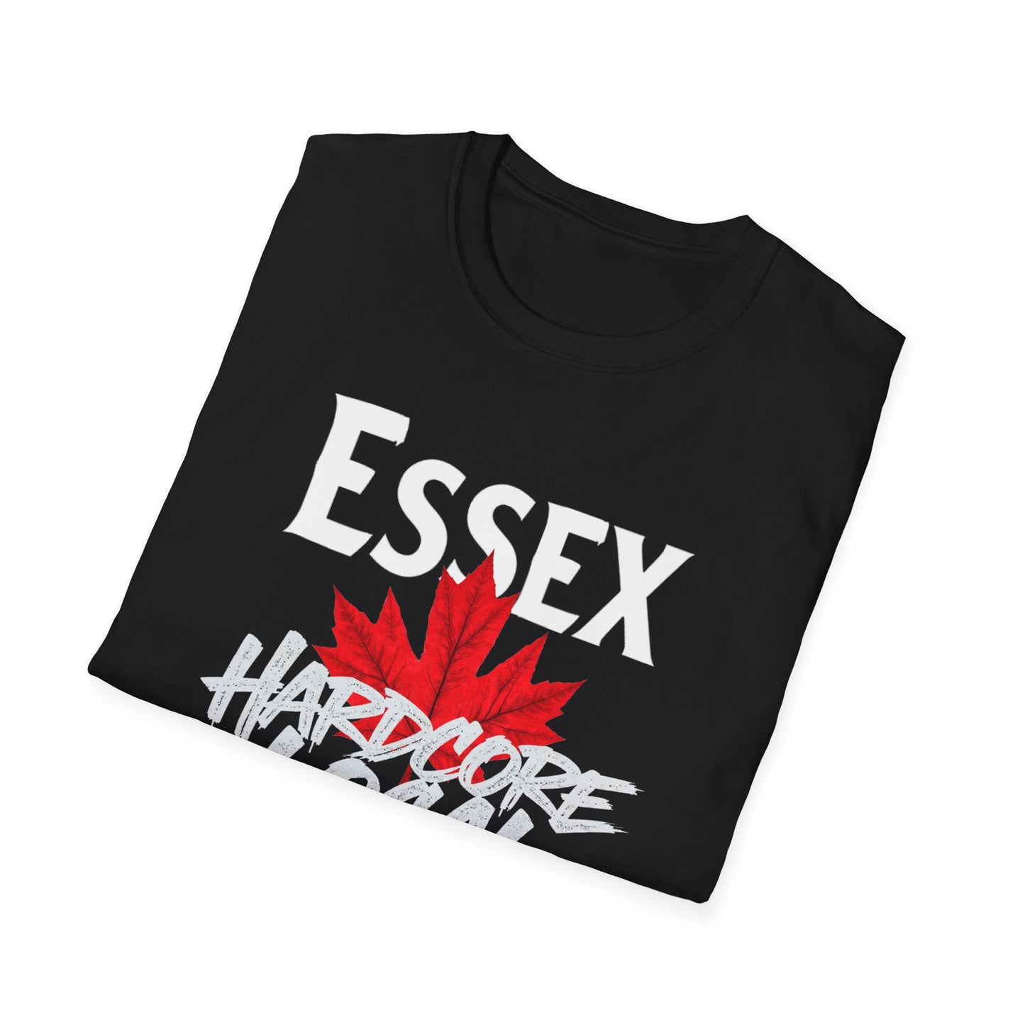 ESSEX Hardcore Local, We Support Our Own, Red Leaf 3 T-Shirt, Softstyle Graphic Tee, Unisex Casual Wear, Support Local Merch, Gift for Community Lovers, FINKZ WINDSOR