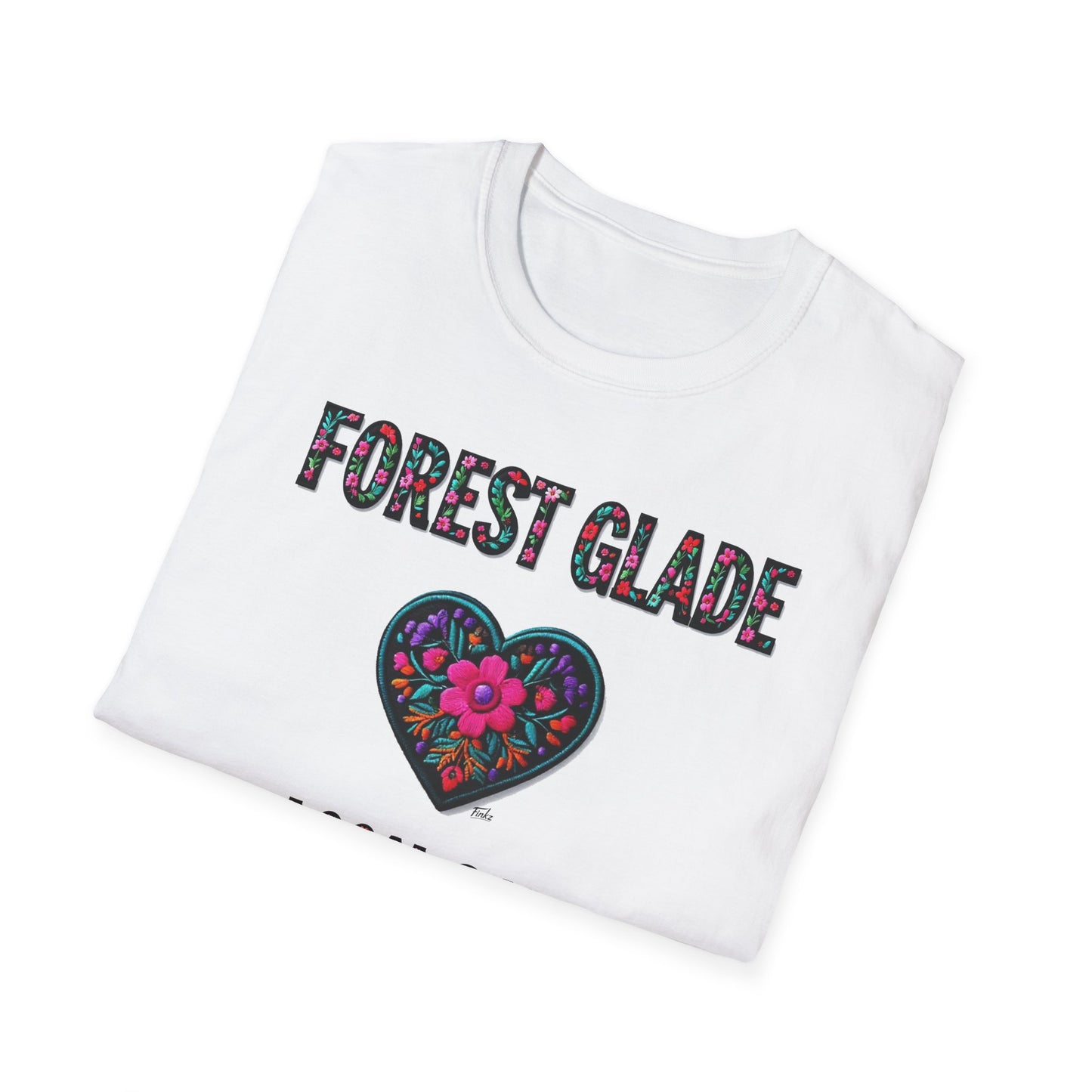 FOREST GLADE Local Gal Flower-Heart T-Shirt, Softstyle Graphic Tee, Unisex Casual Wear, Support Local Merch, Gift for Community Lovers, Finkz WINDSOR