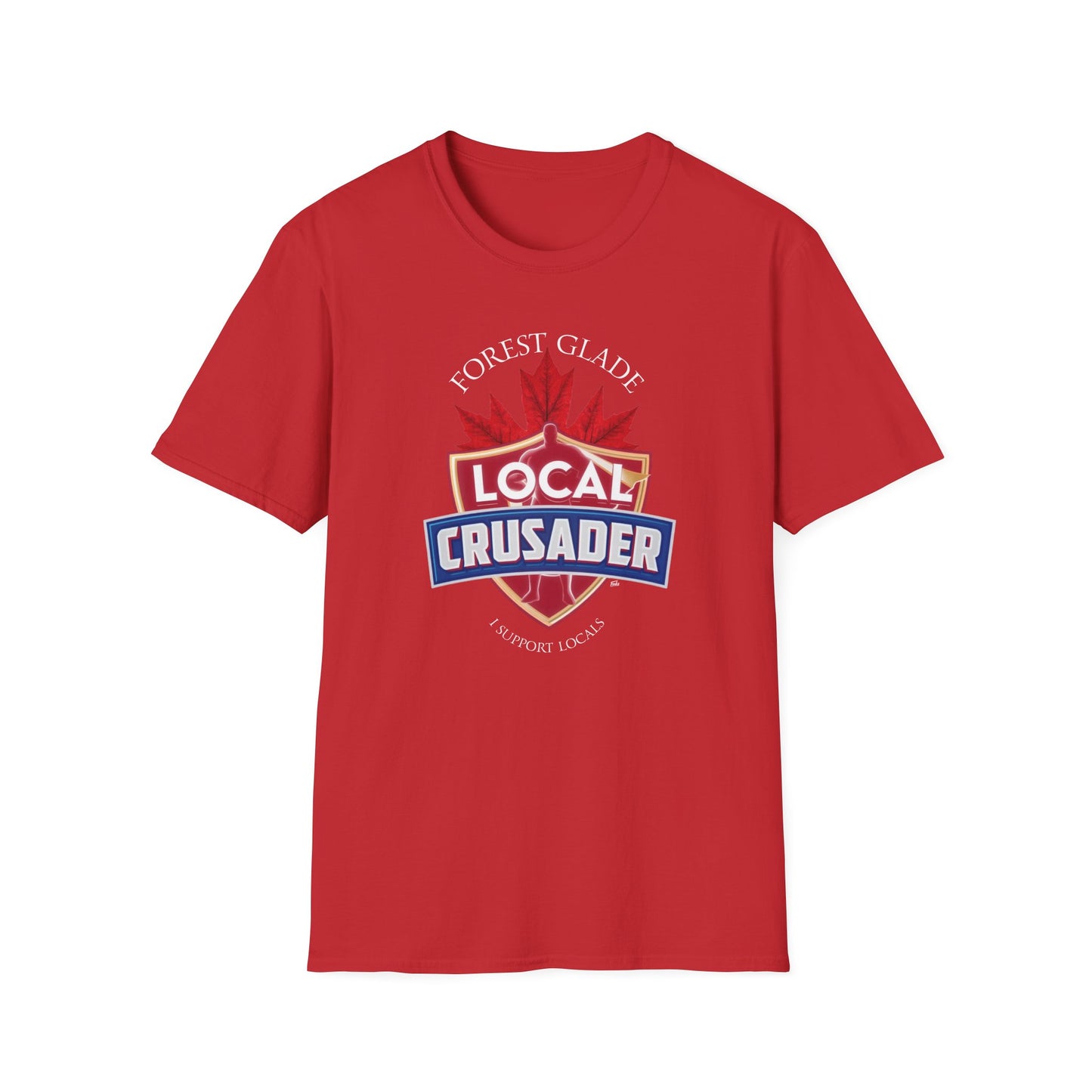 FOREST GLADE Local Crusader, 1 Leaf, I Support Locals T-Shirt, Softstyle Graphic Tee, Unisex Casual Wear, Support Local Merch, Gift for Community Lovers, Finkz Windsor