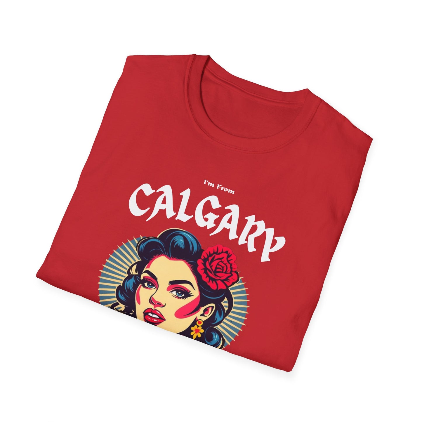 Calgary Underestimate Gal T-Shirt, c011-n00-s001 Softstyle Graphic Tee, Unisex Casual Wear, Support'n Locals Merch, Gift for Community Lovers.