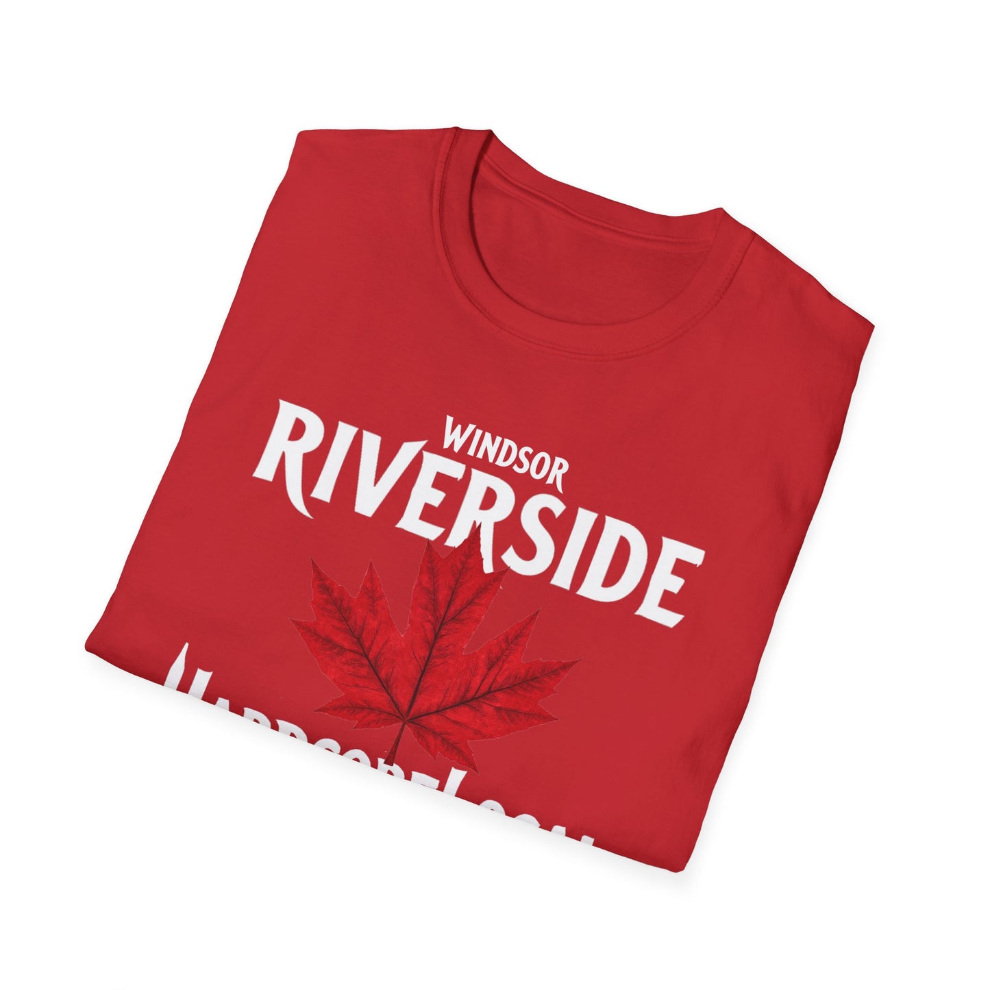 Windsor Riverside Hardcore Local Red Leaf, We Support Our Own, 1 T-Shirt, Softstyle Graphic Tee, Unisex Casual Wear, Support Local Merch, Gift for Community Lovers
