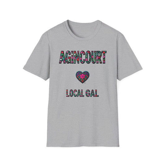 Agincourt Local Gal Flower-Heart T-Shirt, c06-n01-s005 Softstyle Graphic Tee, Unisex Casual Wear, Support Local Merch, Gift for Community Lovers, Finkz WINDSOR