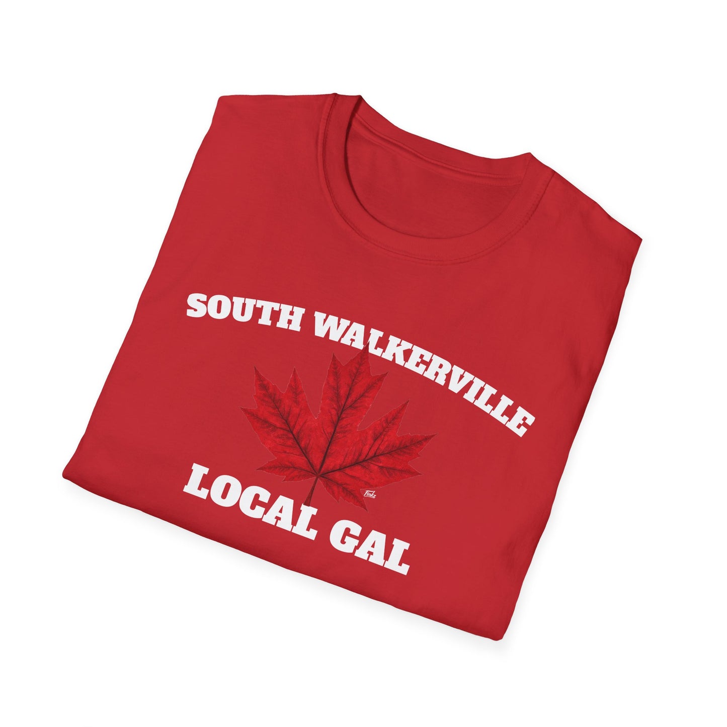 SOUTH WALKERVILLE Local Gal Red Leaf T-Shirt, Softstyle Graphic Tee, Unisex Casual Wear, Support Local Merch, Gift for Community Lovers, Finkz Windsor