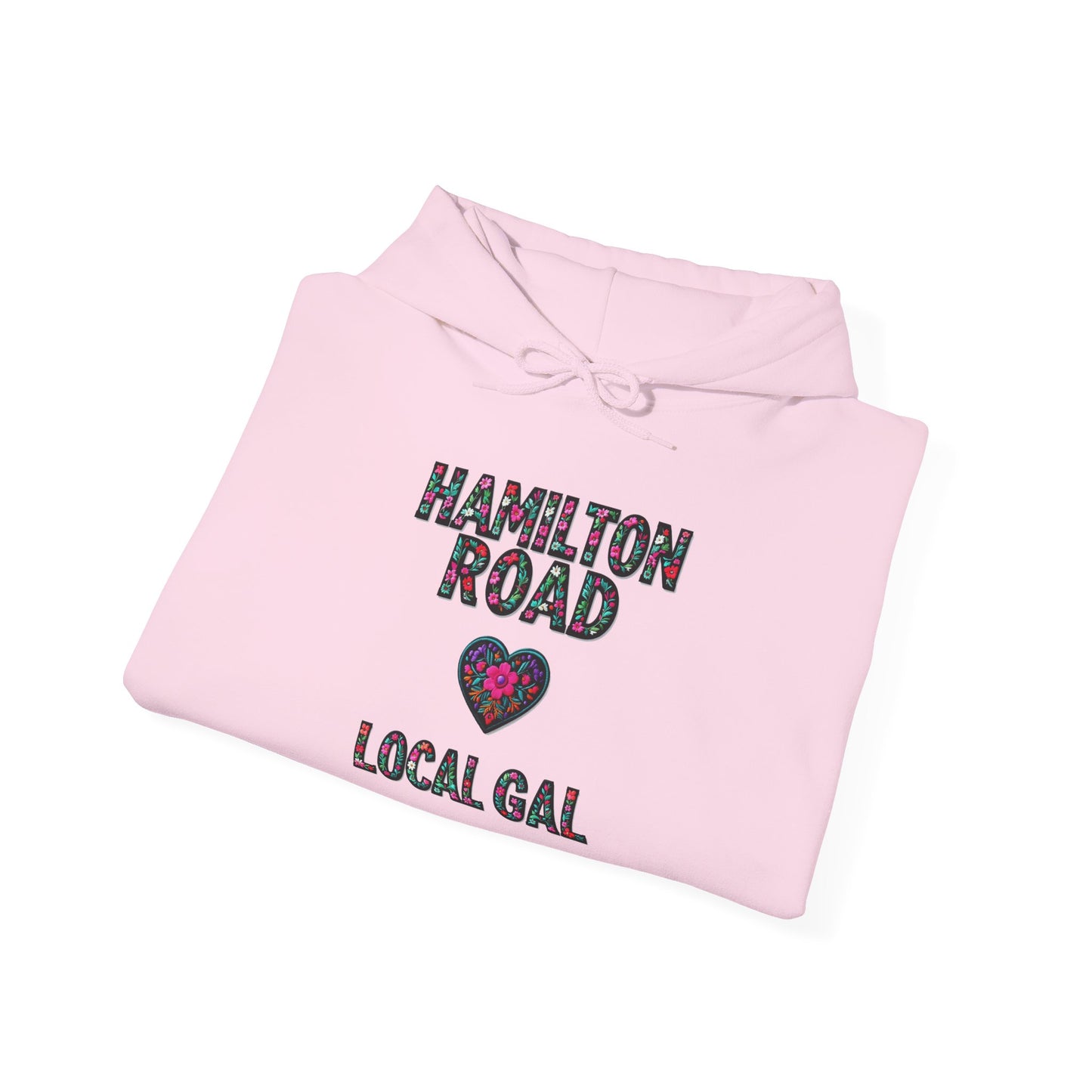Hamilton Road Local Gal Flower c02-n04-hs005, Hooded Sweatshirt - Unisex Heavy Blend™ Pullover, Casual Hoodie for Every Day, Gift for Friends, Support'n Locals -Local Pride Apparel Support Your Community