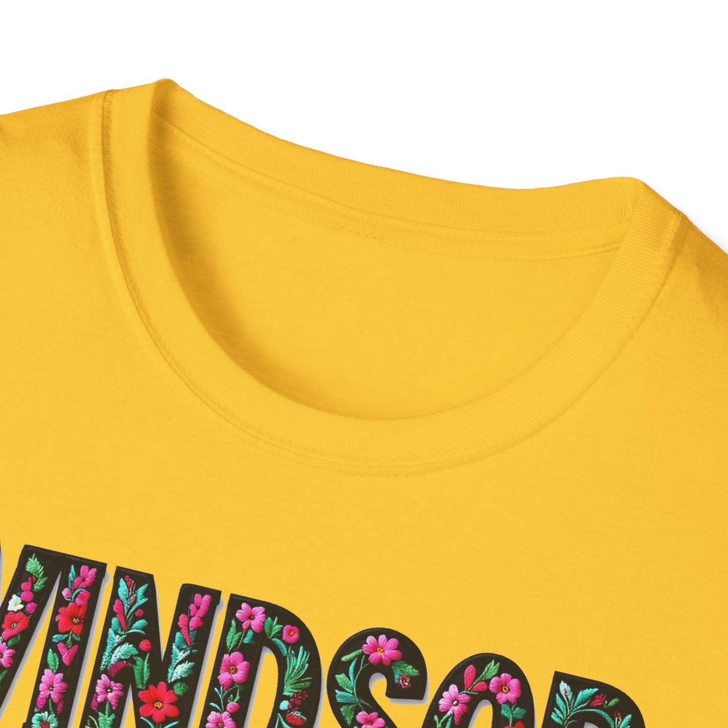 WINDSOR Local Gal Flower-Heart T-Shirt, c01-n00-s005 Softstyle Graphic Tee, Unisex Casual Wear, Support Local Merch, Gift for Community Lovers, Finkz WINDSOR