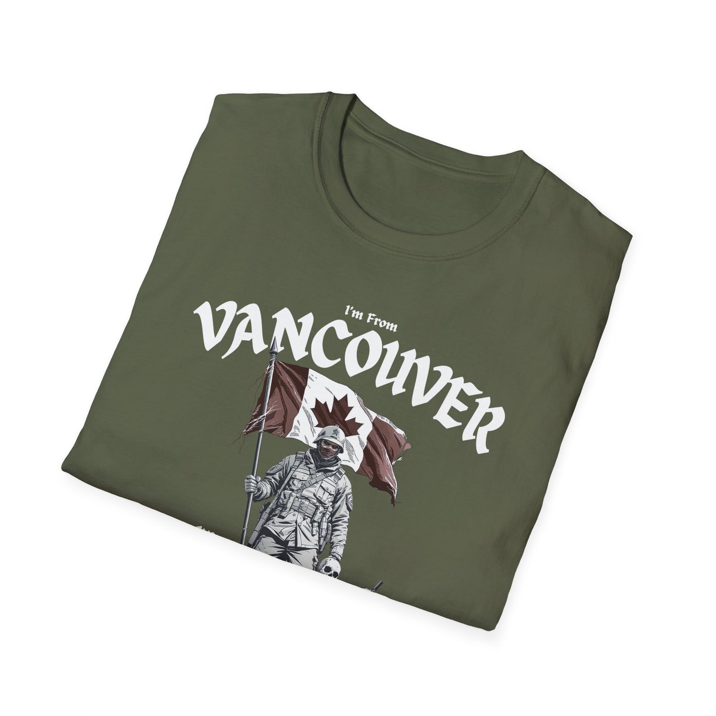 Vancouver Underestimate Guy T-Shirt, c13-n00-s002 Softstyle Graphic Tee, Unisex Casual Wear, Support'n Locals Merch, Gift for Community Lovers.