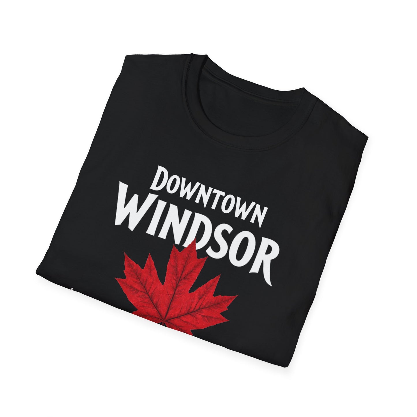 Downtown Windsor Hardcore Local Red Leaf, We Support Our Own, 1 T-Shirt, Softstyle Graphic Tee, Unisex Casual Wear, Support Local Merch, Gift for Community Lovers