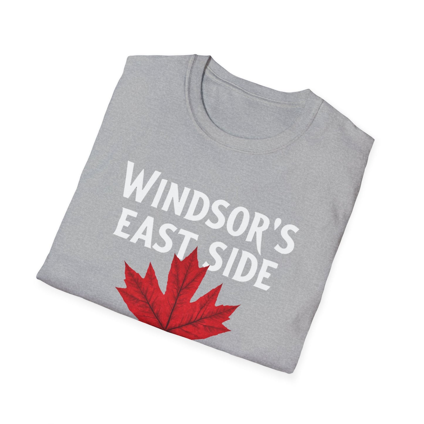 Windsor East Side Hardcore Local Red Leaf, We Support Our Own, 1 T-Shirt, Softstyle Graphic Tee, Unisex Casual Wear, Support Local Merch, Gift for Community Lovers