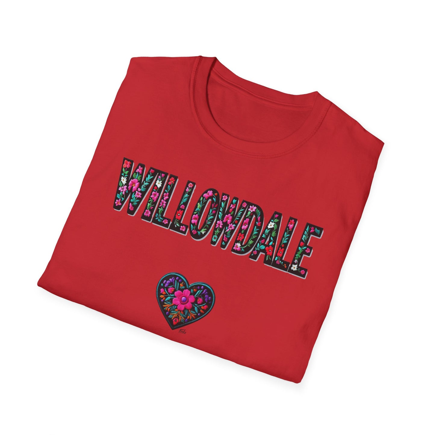 Willowdale Local Gal Flower-Heart T-Shirt, c06-n05-s005 Softstyle Graphic Tee, Unisex Casual Wear, Support Local Merch, Gift for Community Lovers, Finkz WINDSOR