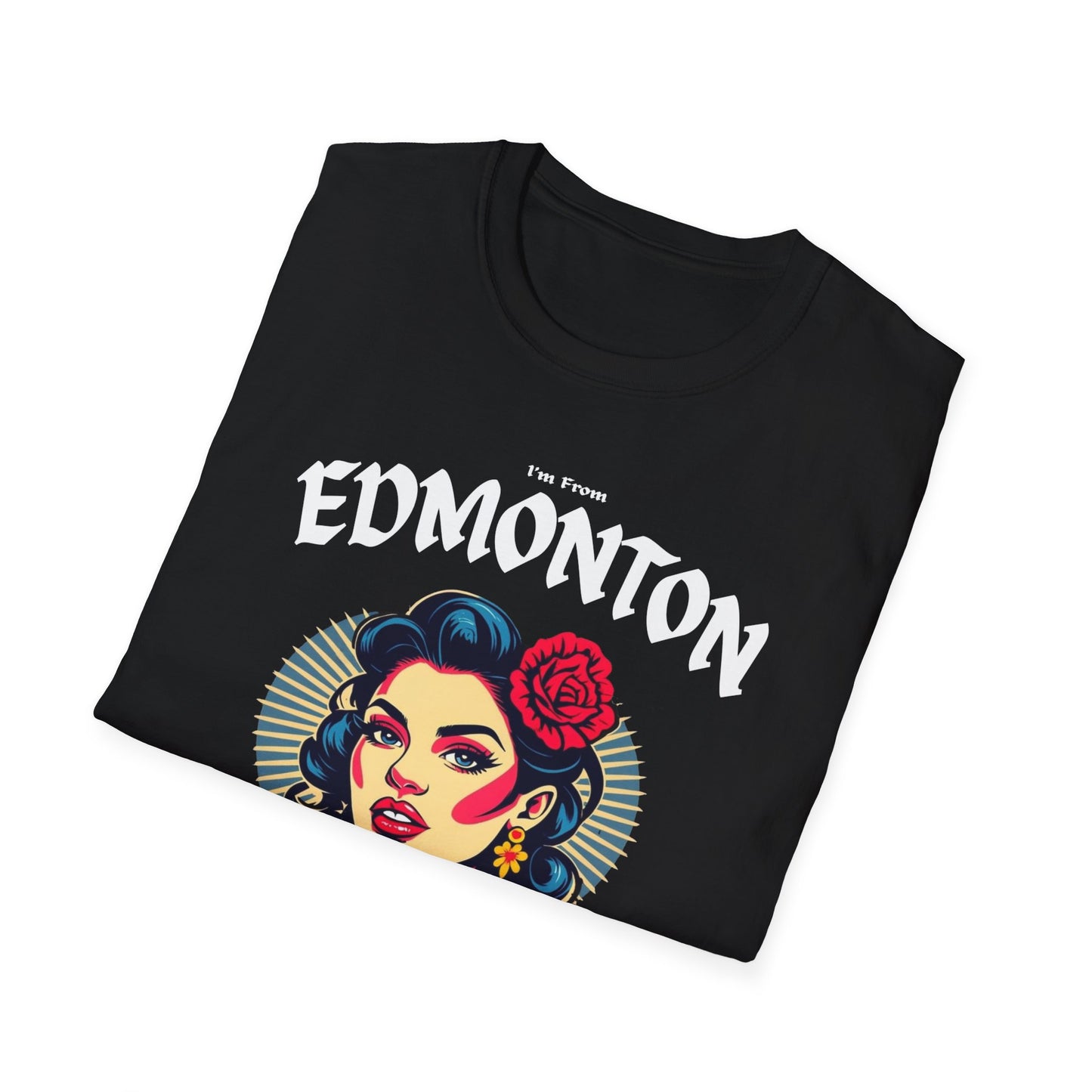 Edmonton Underestimate Gal T-Shirt, c012-n00-s001 Softstyle Graphic Tee, Unisex Casual Wear, Support'n Locals Merch, Gift for Community Lovers.