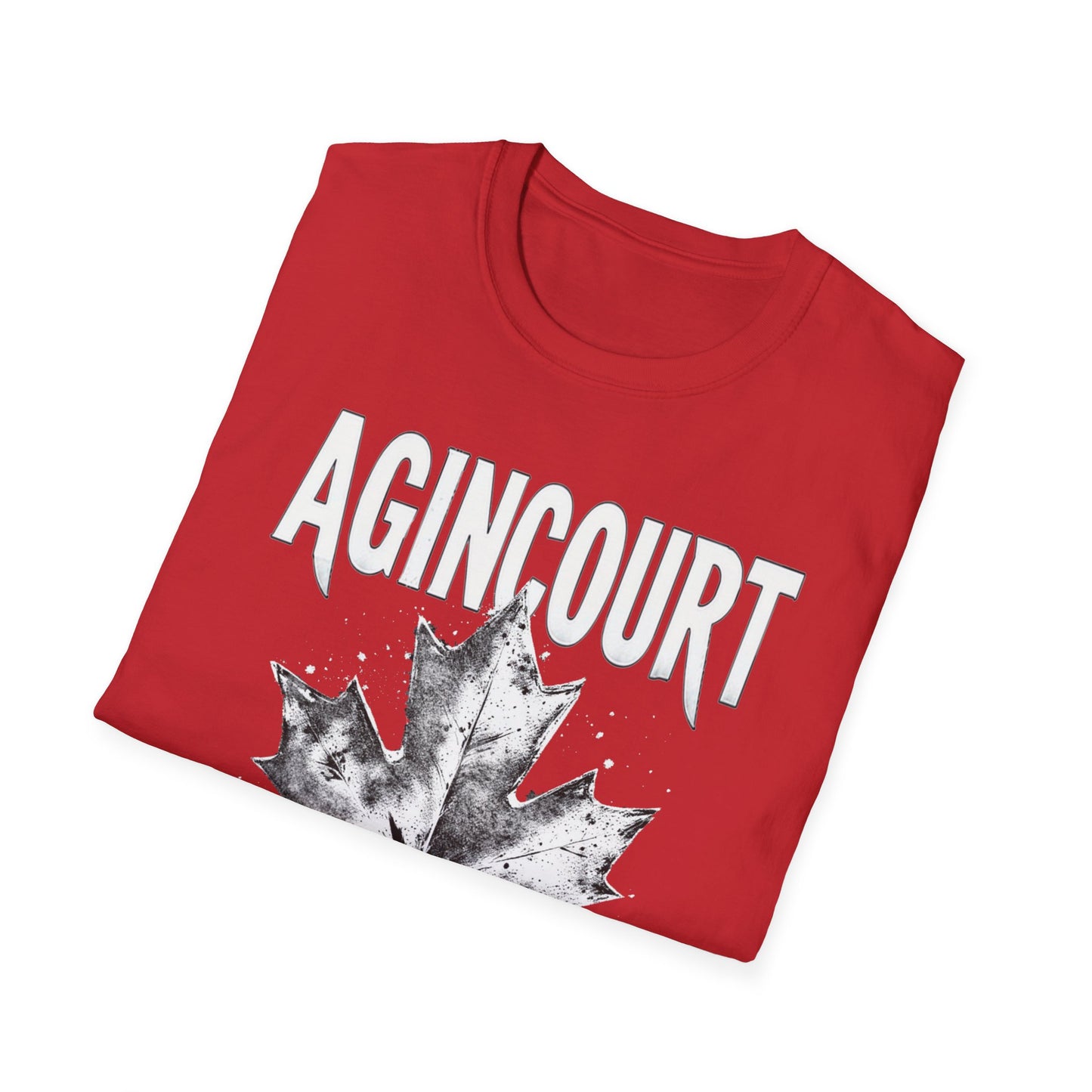 Agincourt Hardcore Rep'n White Leaf T-Shirt, c06-n01-s007 Softstyle Graphic Tee, Unisex Casual Wear, Support'n Locals Merch, Gift for Community Lovers.