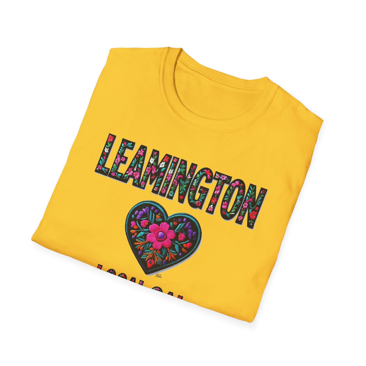 LEAMINGTON Local Gal Flower-Heart T-Shirt, 3 Softstyle Graphic Tee, Unisex Casual Wear, Support Local Merch, Gift for Community Lovers, Finkz WINDSOR
