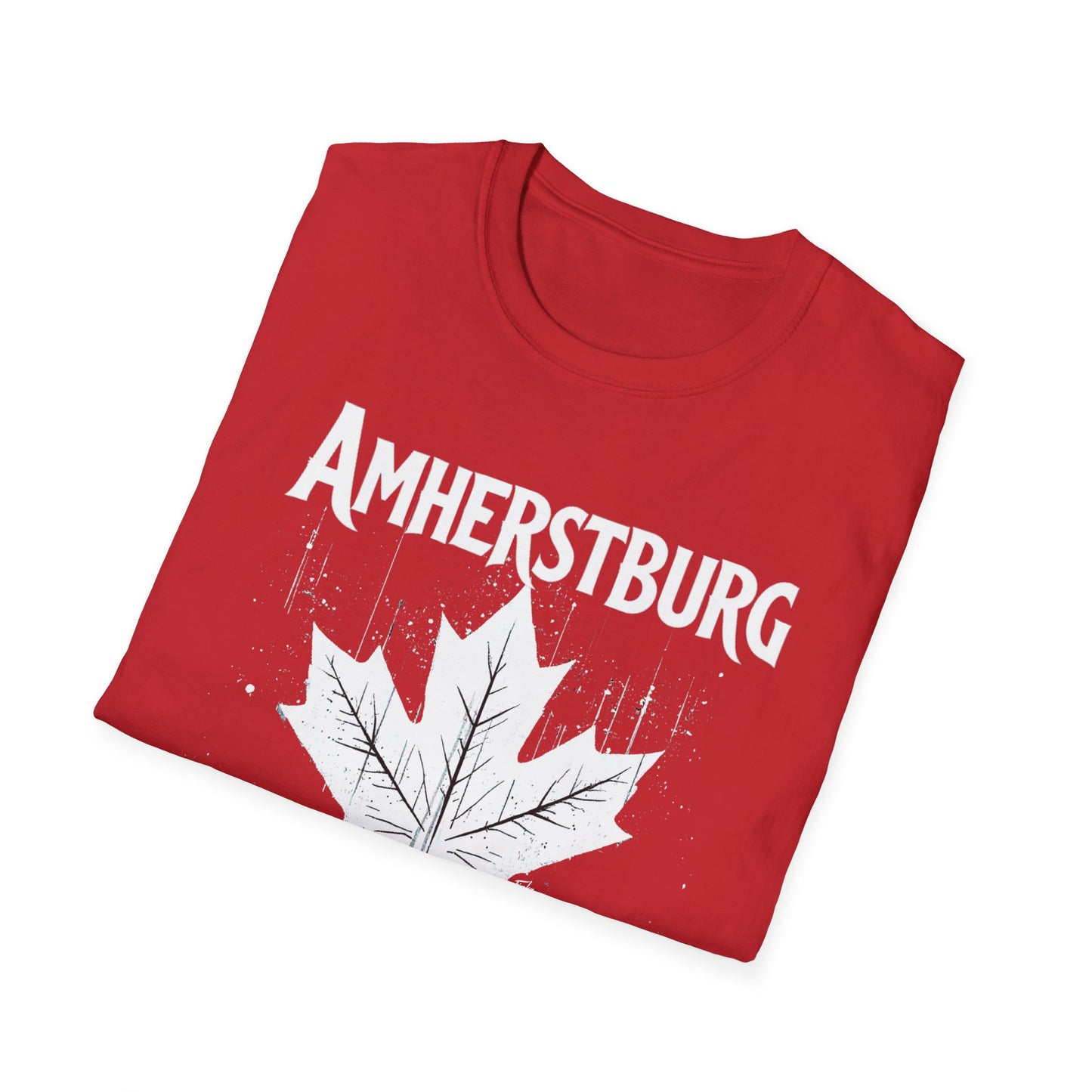 AMHERSTBURG, We Support Our Own 2, Hardcore Local White Leaf T-Shirt, Softstyle Graphic Tee, Unisex Casual Wear, Support Local Merch, Gift for Community Lovers Finkz Windsor