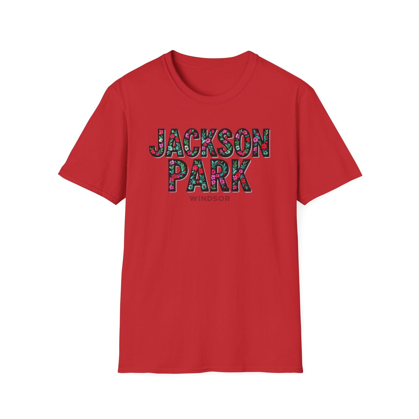 Jackson Park Windsor Flower T-Shirt, Softstyle Graphic Tee, Unisex Casual Wear, Support Local Merch, Gift for Community Lovers