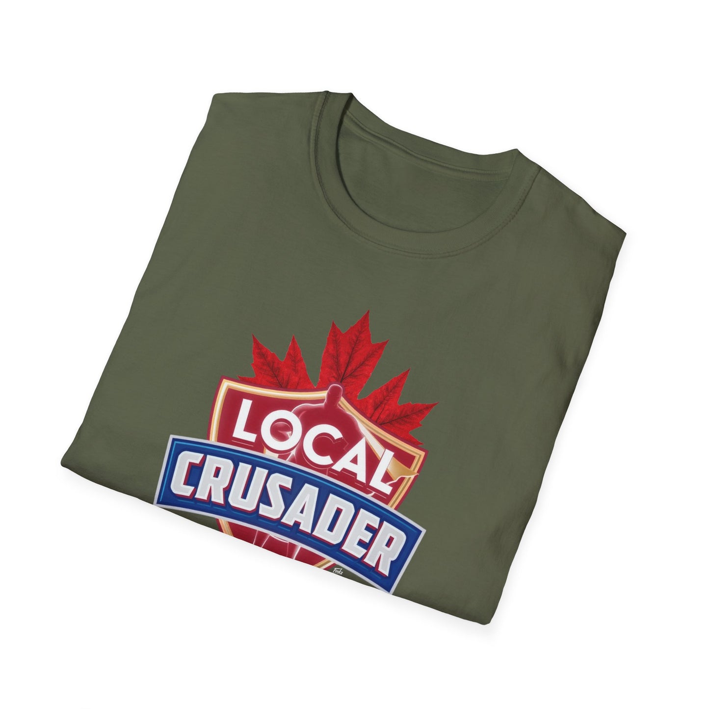 Windsor Local Crusader, Leaf, I Support Locals T-Shirt, Softstyle Graphic Tee, Unisex Casual Wear, Support Local Merch, Gift for Community Lovers, Finkz