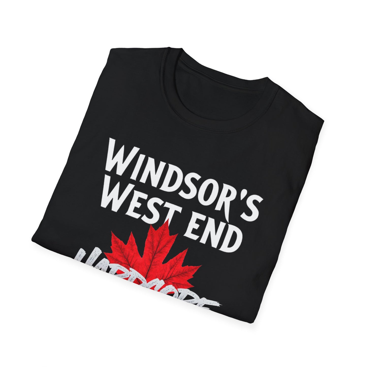 WINDSOR WEST Hardcore Local, We Support Our Own, Red Leaf 3 T-Shirt, Softstyle Graphic Tee, Unisex Casual Wear, Support Local Merch, Gift for Community Lovers, FINKZ WINDSOR