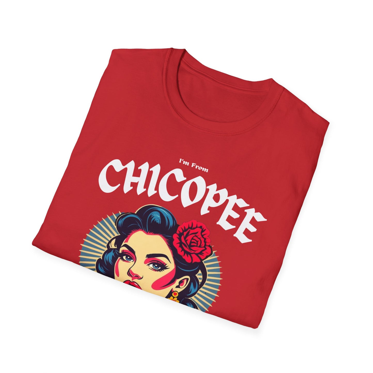 Chicopee Underestimate Gal T-Shirt, c03-n01-s001 Softstyle Graphic Tee, Unisex Casual Wear, Support'n Locals Merch, Gift for Community Lovers.