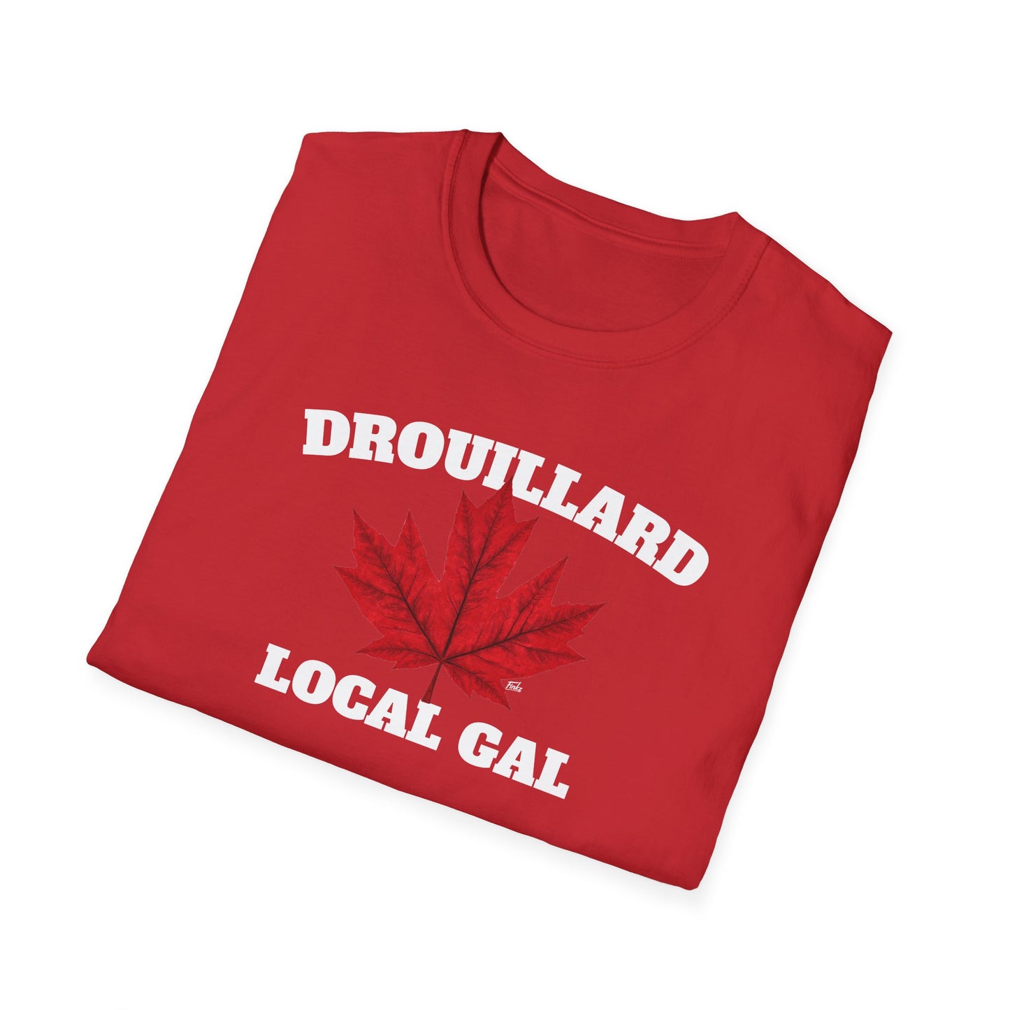 DROUILLARD Local Gal Red Leaf T-Shirt, Softstyle Graphic Tee, Unisex Casual Wear, Support Local Merch, Gift for Community Lovers, Finkz Windsor