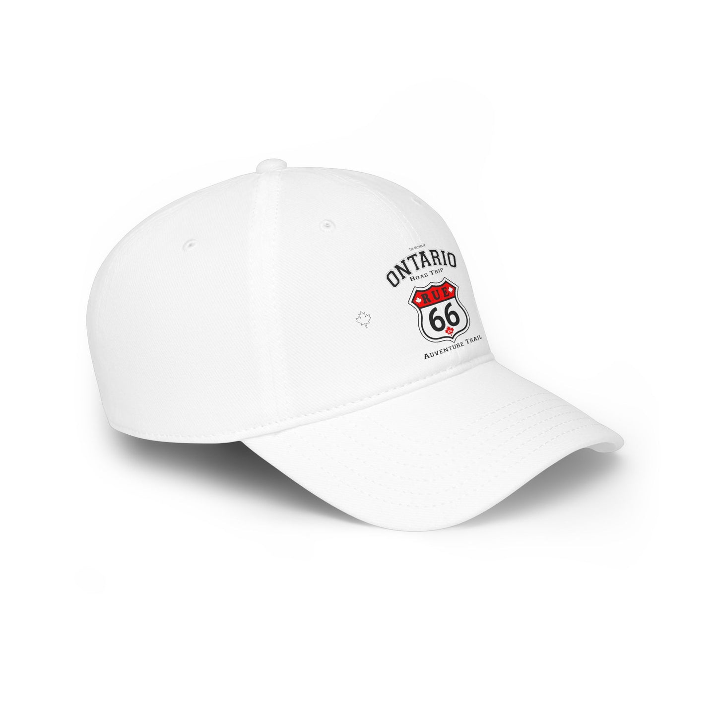 Rue 66 Ontario road trip Adventure Trail White Low Profile Baseball Cap, Adjustable Hat,
