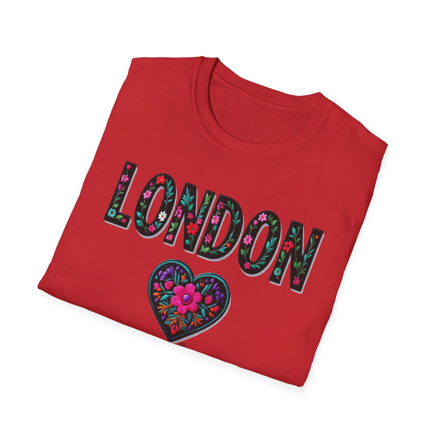 London Local Gal Flower-Heart T-Shirt, c02-n00-s005 Softstyle Graphic Tee, Unisex Casual Wear, Support Local Merch, Gift for Community Lovers, Finkz WINDSOR