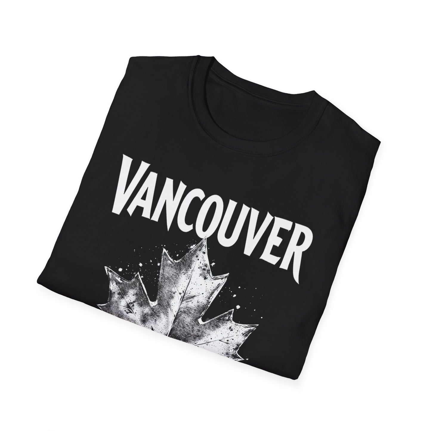Vancouver Hardcore Rep'n White Leaf T-Shirt, c013-n00-s007 Softstyle Graphic Tee, Unisex Casual Wear, Support'n Locals Merch, Gift for Community Lovers.