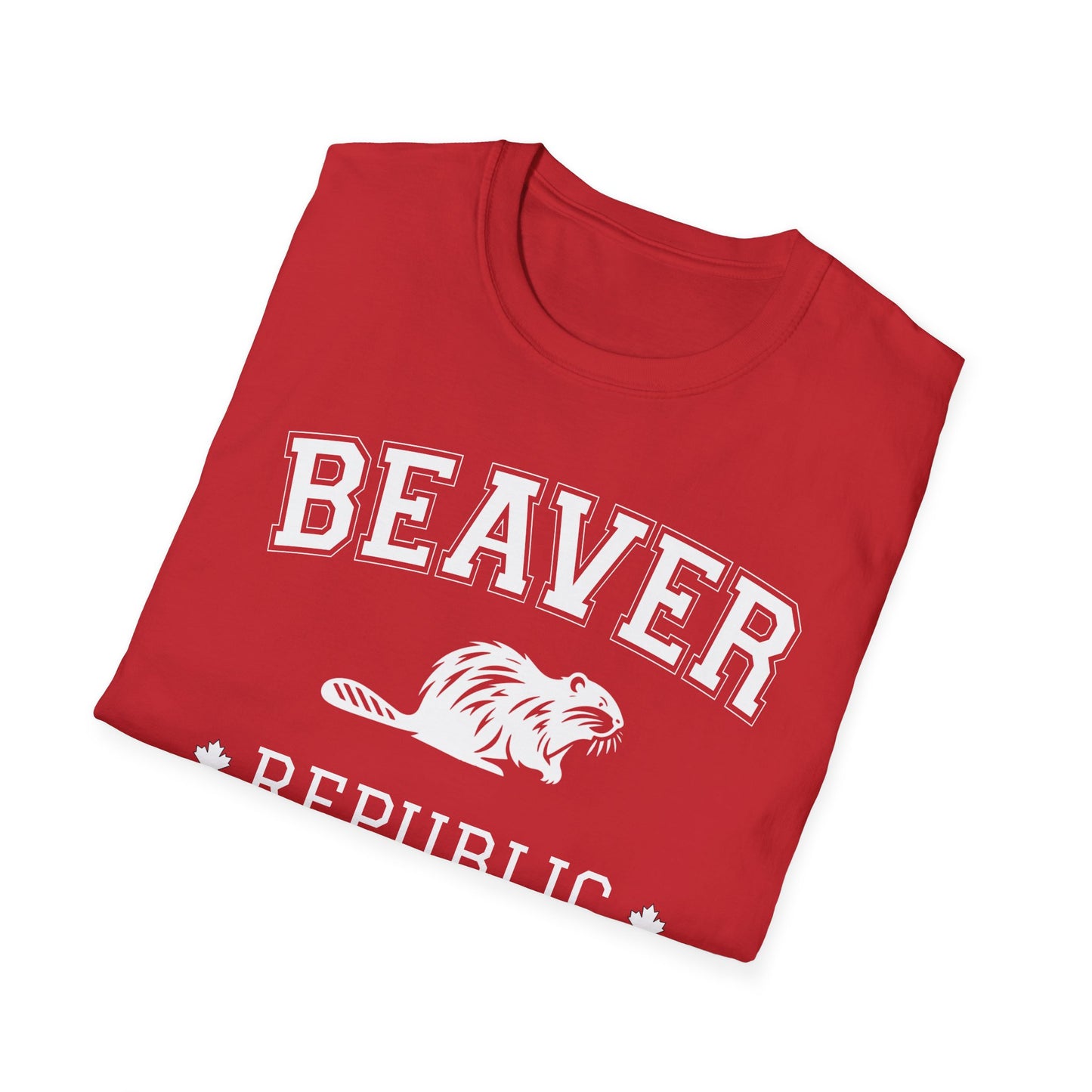 Beaver Republic T-Shirt, Red Softstyle Graphic Tee, Unisex Casual Wear, Support'N Locals Merch, Gift for Community Lovers,