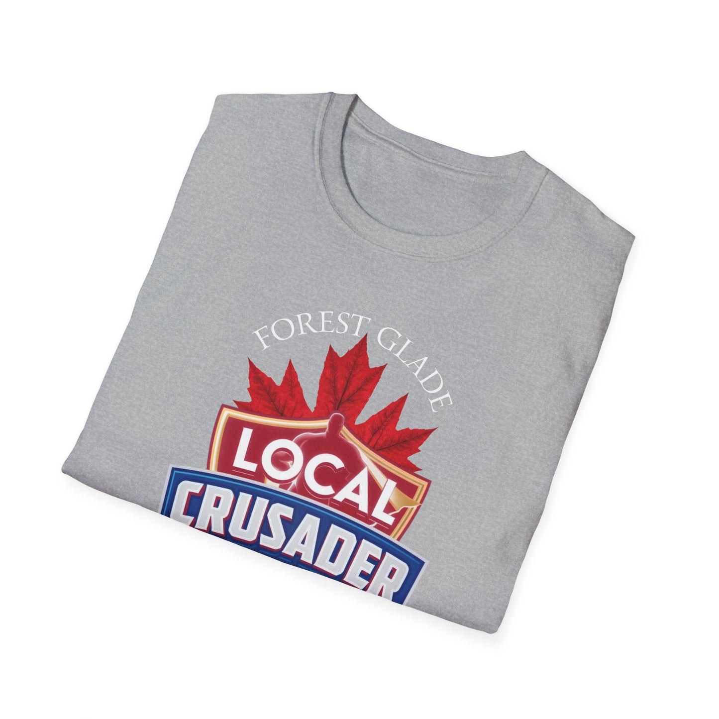 FOREST GLADE Local Crusader, 1 Leaf, I Support Locals T-Shirt, Softstyle Graphic Tee, Unisex Casual Wear, Support Local Merch, Gift for Community Lovers, Finkz Windsor