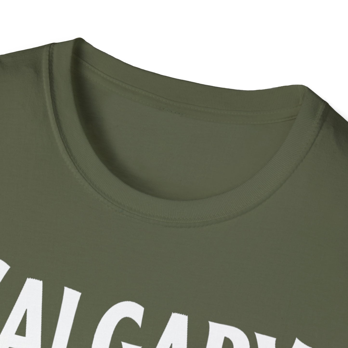 Calgary Hardcore Rep'n White Leaf T-Shirt, c011-n00-s007 Softstyle Graphic Tee, Unisex Casual Wear, Support'n Locals Merch, Gift for Community Lovers.