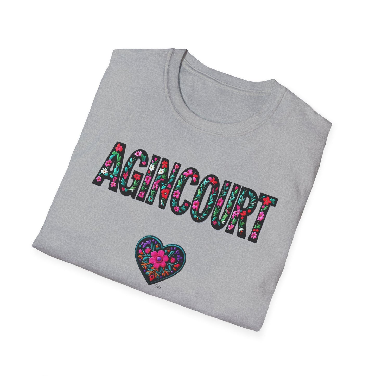 Agincourt Local Gal Flower-Heart T-Shirt, c06-n01-s005 Softstyle Graphic Tee, Unisex Casual Wear, Support Local Merch, Gift for Community Lovers, Finkz WINDSOR