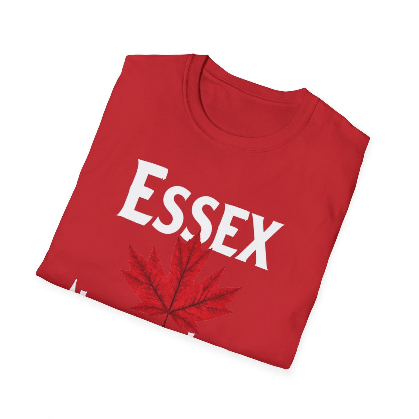 Essex Hardcore Local Red Leaf, We Support Our Own, 1 T-Shirt, Softstyle Graphic Tee, Unisex Casual Wear, Support Local Merch, Gift for Community Lovers