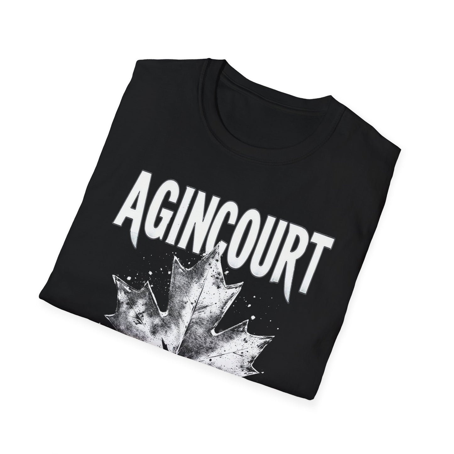Agincourt Hardcore Rep'n White Leaf T-Shirt, c06-n01-s007 Softstyle Graphic Tee, Unisex Casual Wear, Support'n Locals Merch, Gift for Community Lovers.