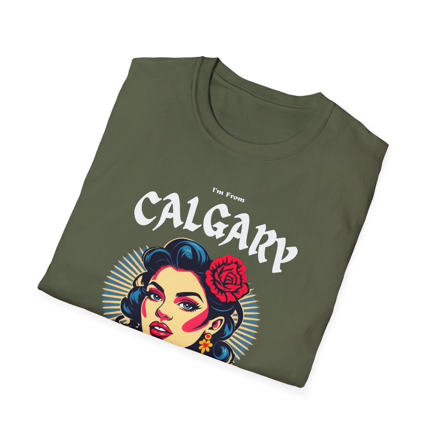 Calgary Underestimate Gal T-Shirt, c011-n00-s001 Softstyle Graphic Tee, Unisex Casual Wear, Support'n Locals Merch, Gift for Community Lovers.
