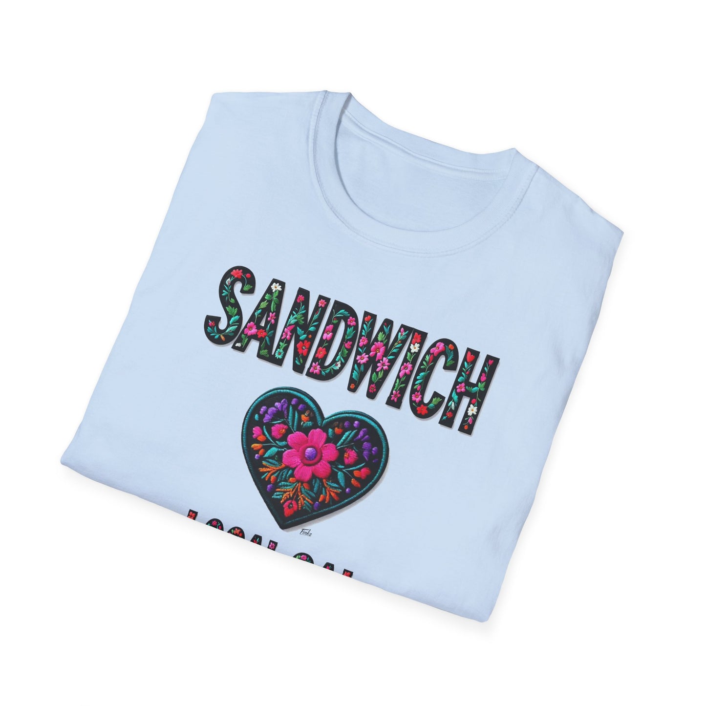 SANDWICH Local Gal Flower-Heart T-Shirt, 3 Softstyle Graphic Tee, Unisex Casual Wear, Support Local Merch, Gift for Community Lovers, Finkz WINDSOR