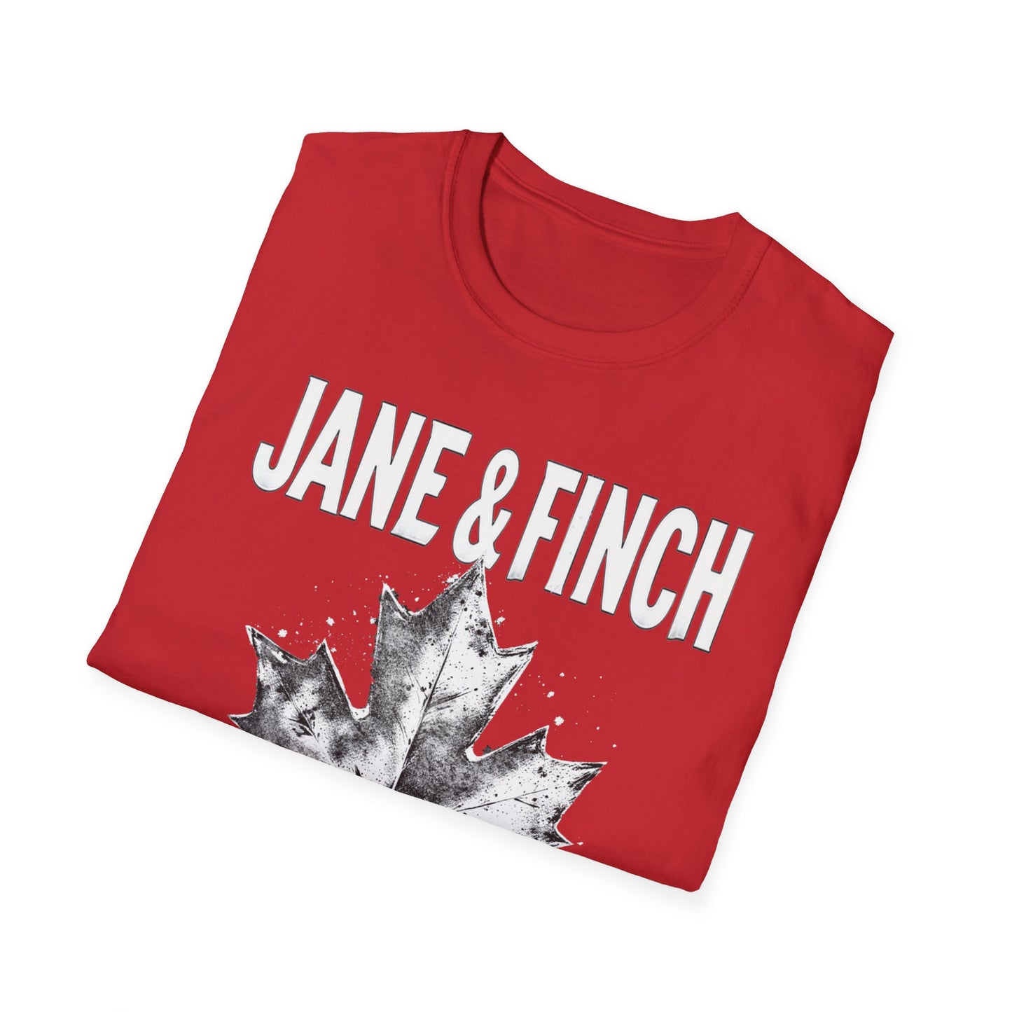 Jane & Finch Hardcore Rep'n White Leaf T-Shirt, c06-n03-s007 Softstyle Graphic Tee, Unisex Casual Wear, Support'n Locals Merch, Gift for Community Lovers.