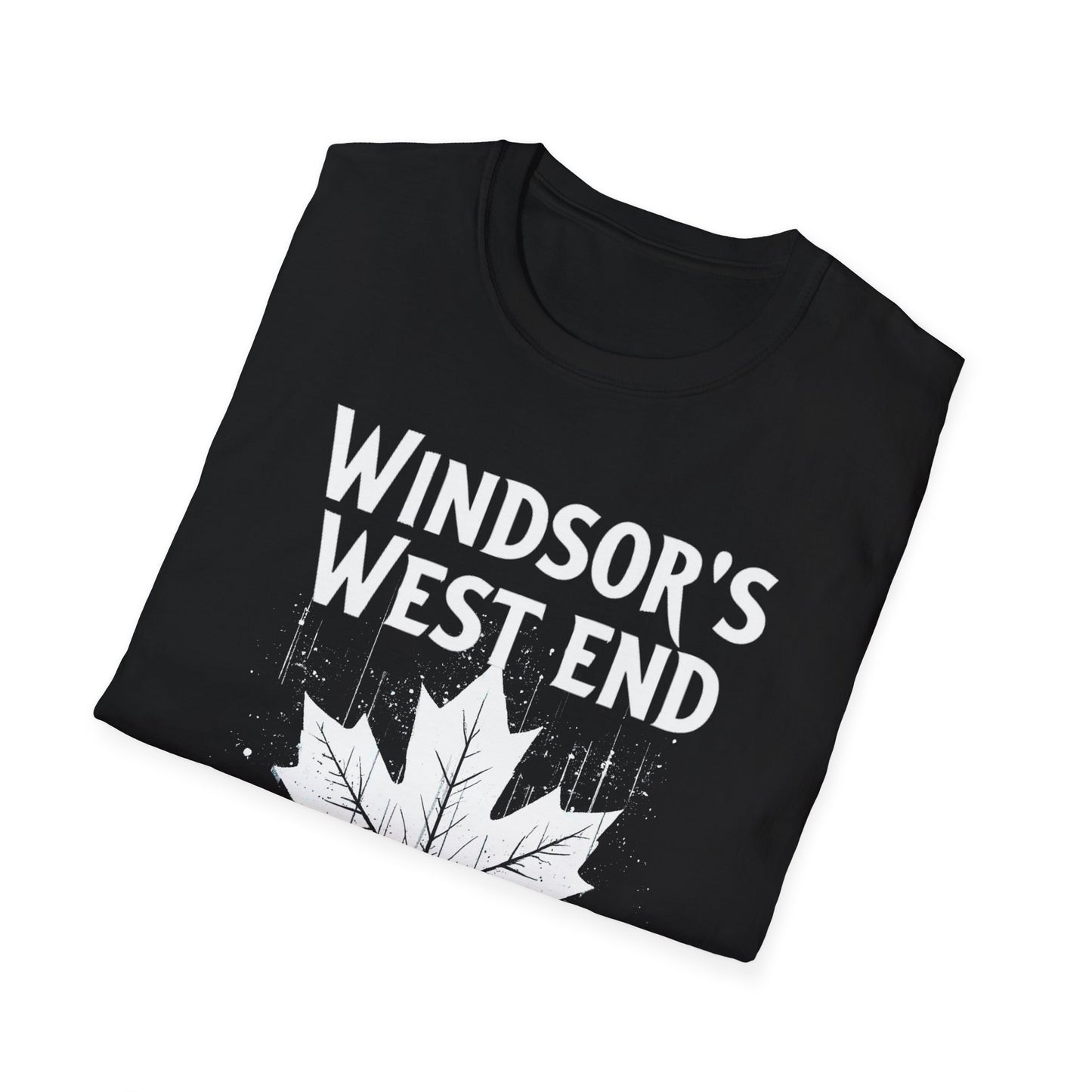 WINDSOR WEST, We Support Our Own 2, Hardcore Local White Leaf T-Shirt, Softstyle Graphic Tee, Unisex Casual Wear, Support Local Merch, Gift for Community Lovers Finkz Windsor