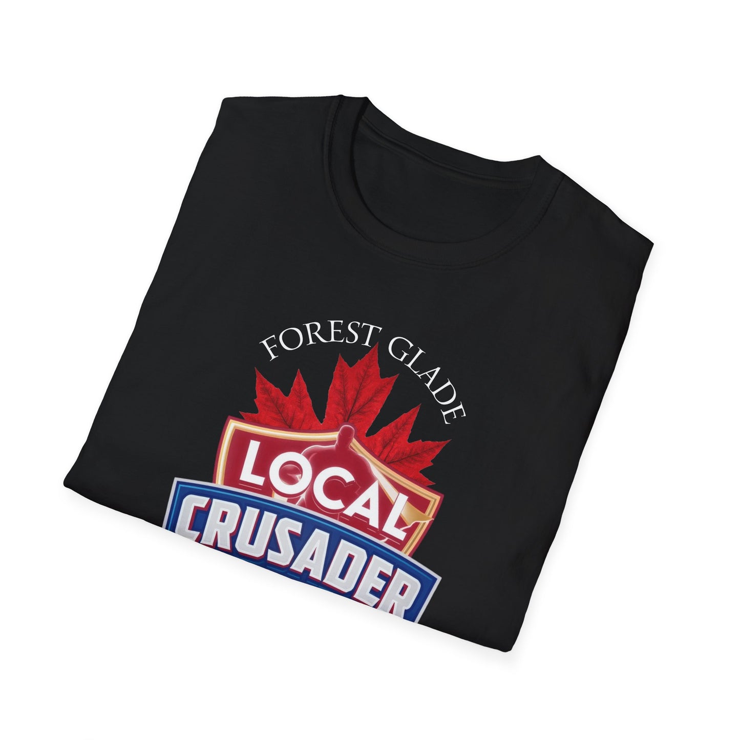 FOREST GLADE Local Crusader, 1 Leaf, I Support Locals T-Shirt, Softstyle Graphic Tee, Unisex Casual Wear, Support Local Merch, Gift for Community Lovers, Finkz Windsor