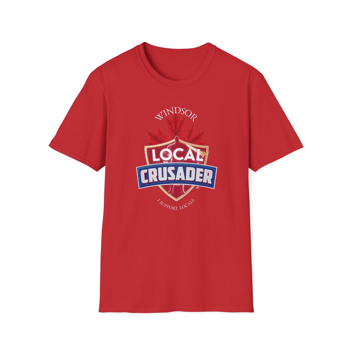 WINDSOR Local Crusader, 1 Leaf, I Support Locals T-Shirt, Softstyle Graphic Tee, Unisex Casual Wear, Support Local Merch, Gift for Community Lovers, Finkz Windsor