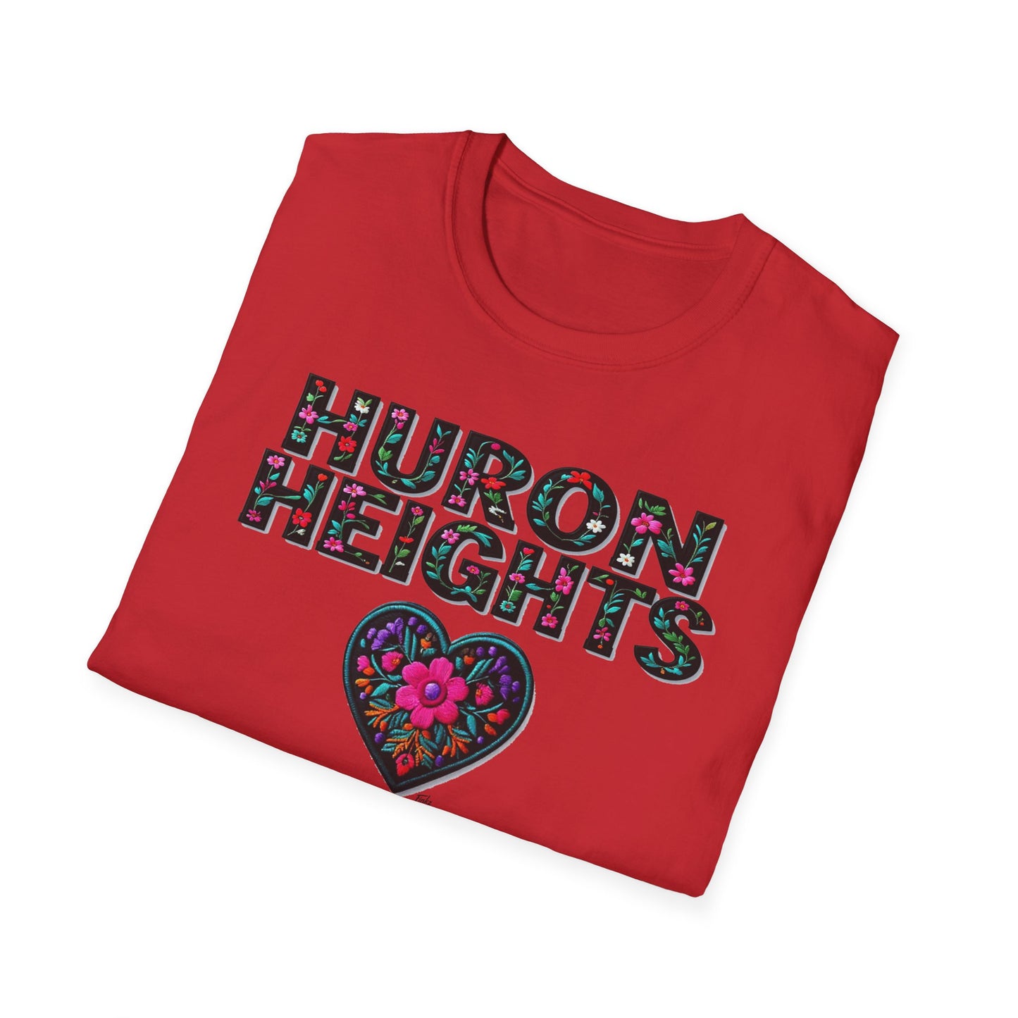 Huron Heights Local Gal Flower-Heart T-Shirt, c02-n01-s005 Softstyle Graphic Tee, Unisex Casual Wear, Support Local Merch, Gift for Community Lovers, Finkz WINDSOR