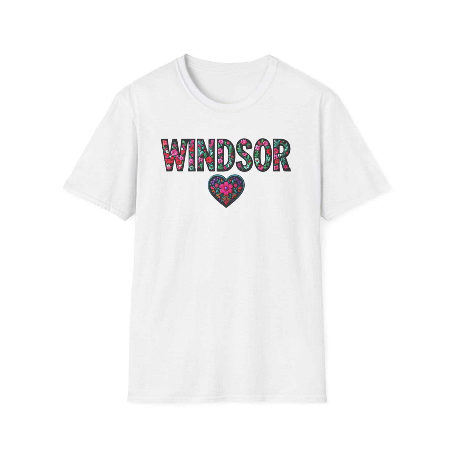 Windsor Heart T-Shirt, Softstyle Graphic Tee, Unisex Casual Wear, Support Local Merch, Gift for Community Lovers