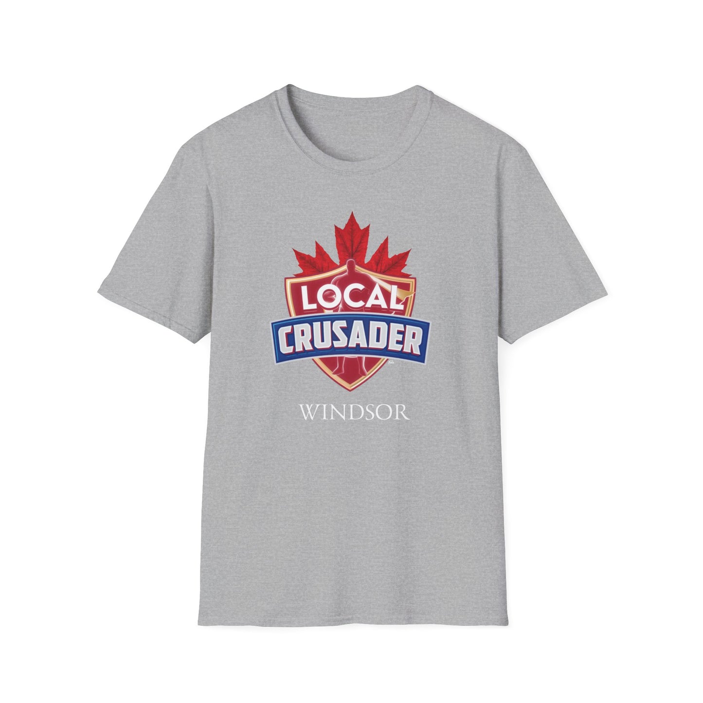 Windsor Local Crusader, Leaf, I Support Locals T-Shirt, Softstyle Graphic Tee, Unisex Casual Wear, Support Local Merch, Gift for Community Lovers, Finkz