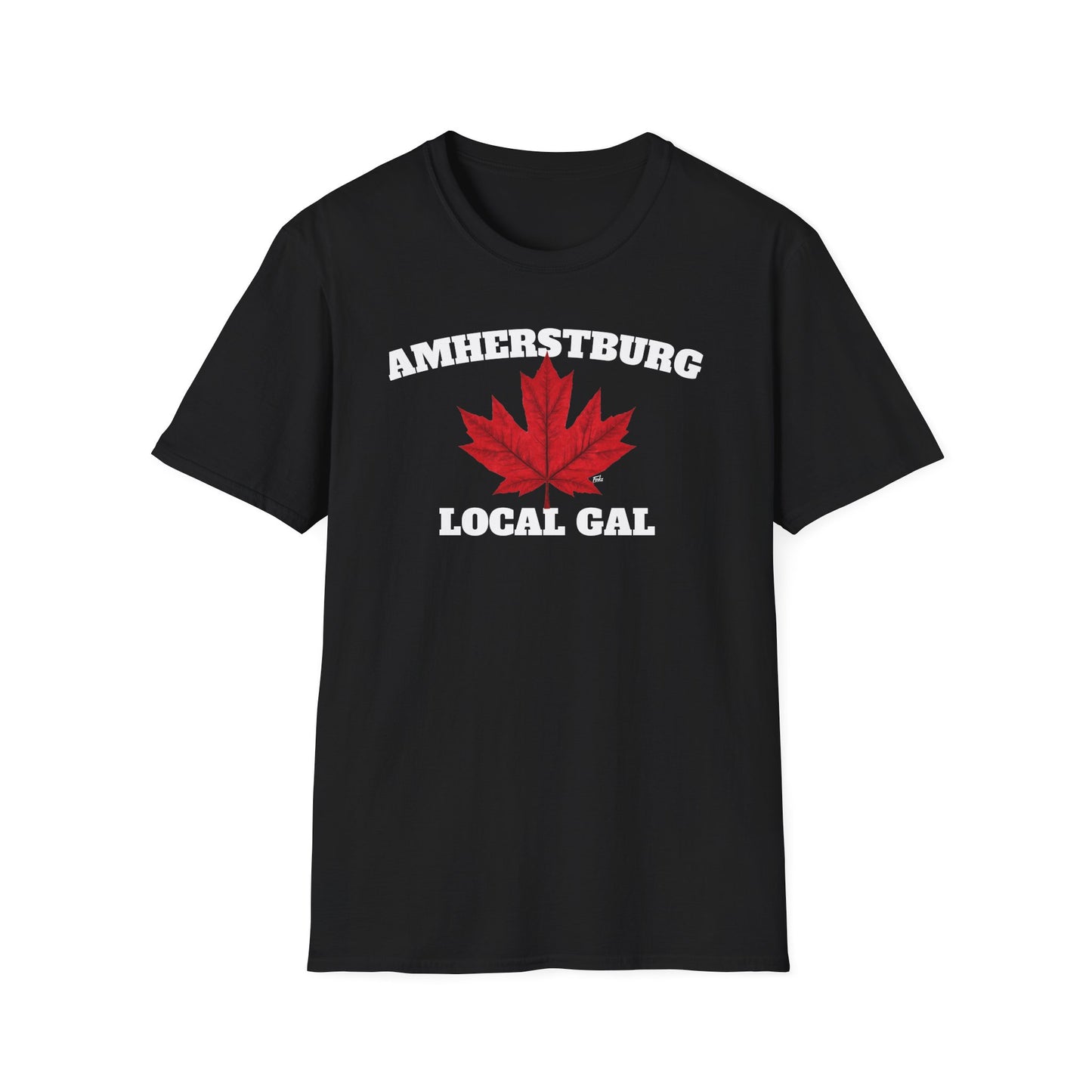 AMHERSTBURG Local Gal Red Leaf T-Shirt, Softstyle Graphic Tee, Unisex Casual Wear, Support Local Merch, Gift for Community Lovers, Finkz Windsor
