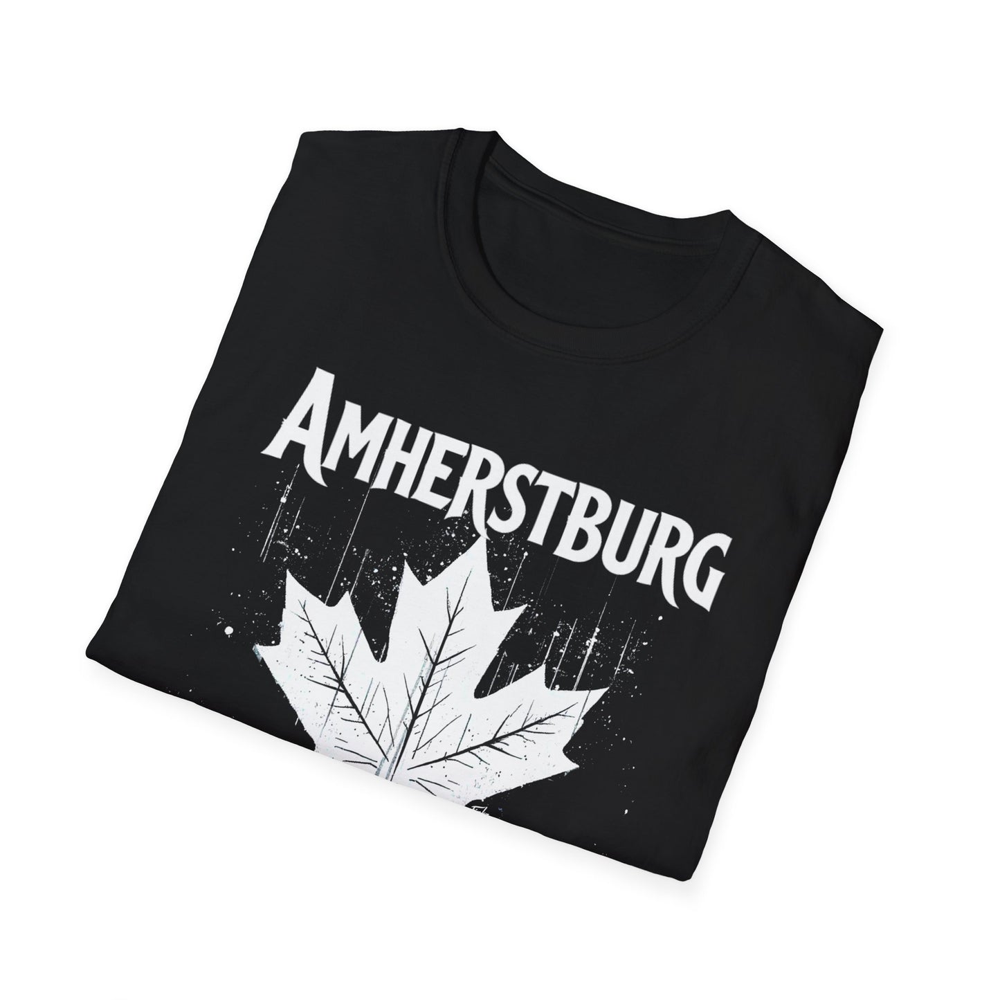 AMHERSTBURG, We Support Our Own 2, Hardcore Local White Leaf T-Shirt, Softstyle Graphic Tee, Unisex Casual Wear, Support Local Merch, Gift for Community Lovers Finkz Windsor